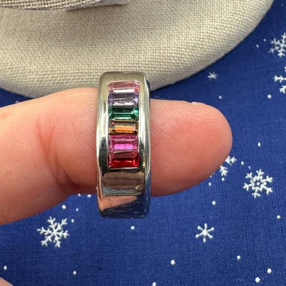 2016- New Stainless Steel Silver Band Shiny Rhinestones Ring Size 9 - Picture 2 of 11